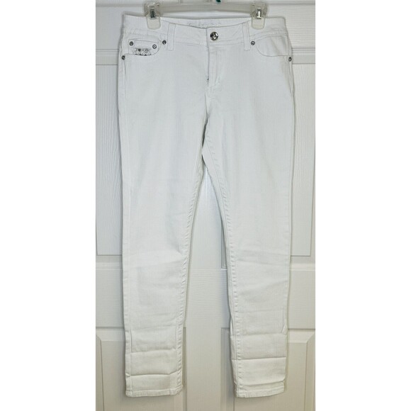 Rue 21 White Jeans Bejeweled Pockets Juniors Size 11/12 - Picture 1 of 9